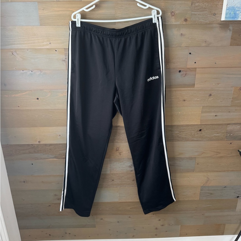 Adidas Black and White Sweatpants with Signature Stripes